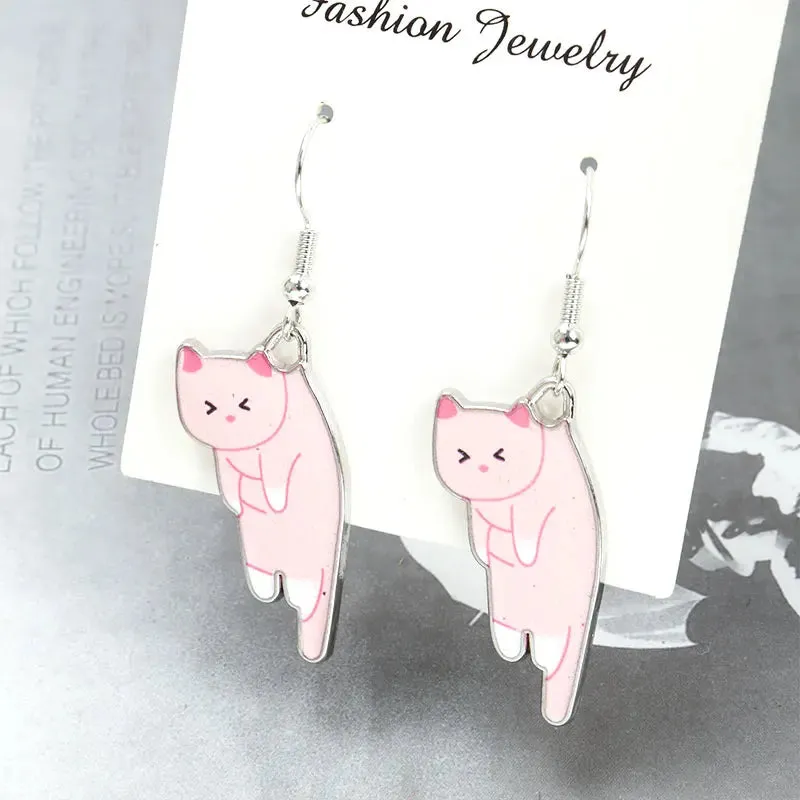 Trendy Cute Cat Kitten Enamel Necklace Kawaii Pet Pendant Necklaces Cartoon Sweet Girls Neck Jewelry Handmade Accessories Gift