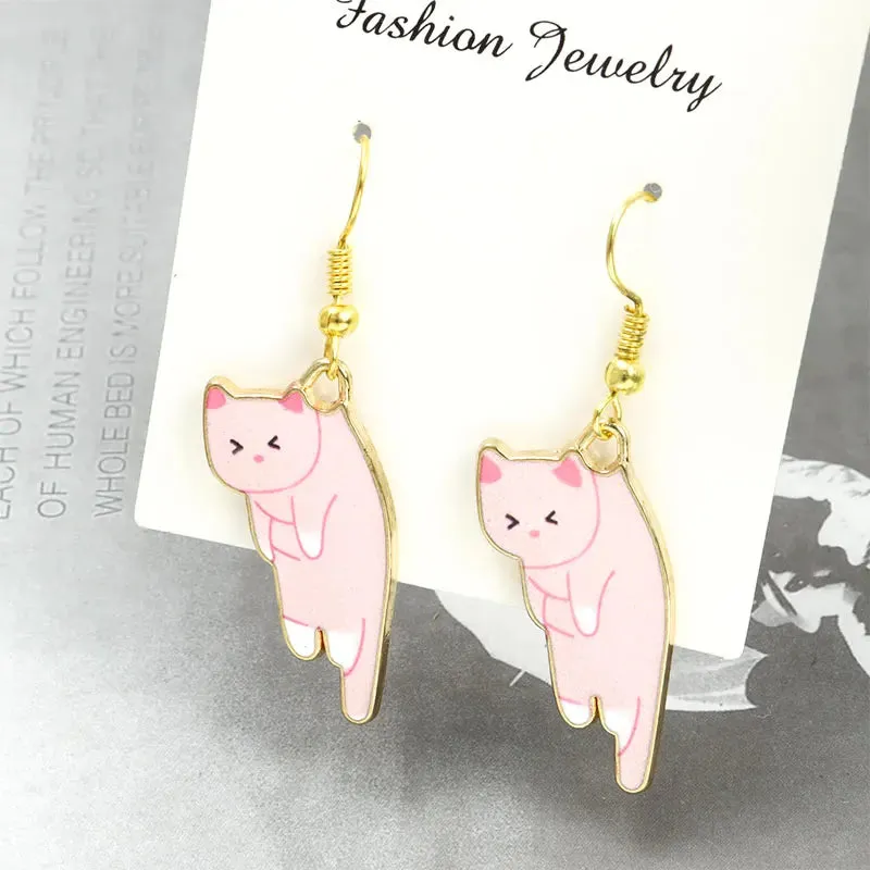 Trendy Cute Cat Kitten Enamel Necklace Kawaii Pet Pendant Necklaces Cartoon Sweet Girls Neck Jewelry Handmade Accessories Gift