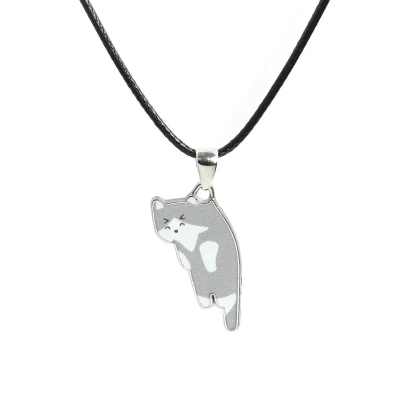 Trendy Cute Cat Kitten Enamel Necklace Kawaii Pet Pendant Necklaces Cartoon Sweet Girls Neck Jewelry Handmade Accessories Gift