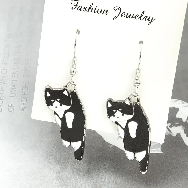 Trendy Cute Cat Kitten Enamel Necklace Kawaii Pet Pendant Necklaces Cartoon Sweet Girls Neck Jewelry Handmade Accessories Gift