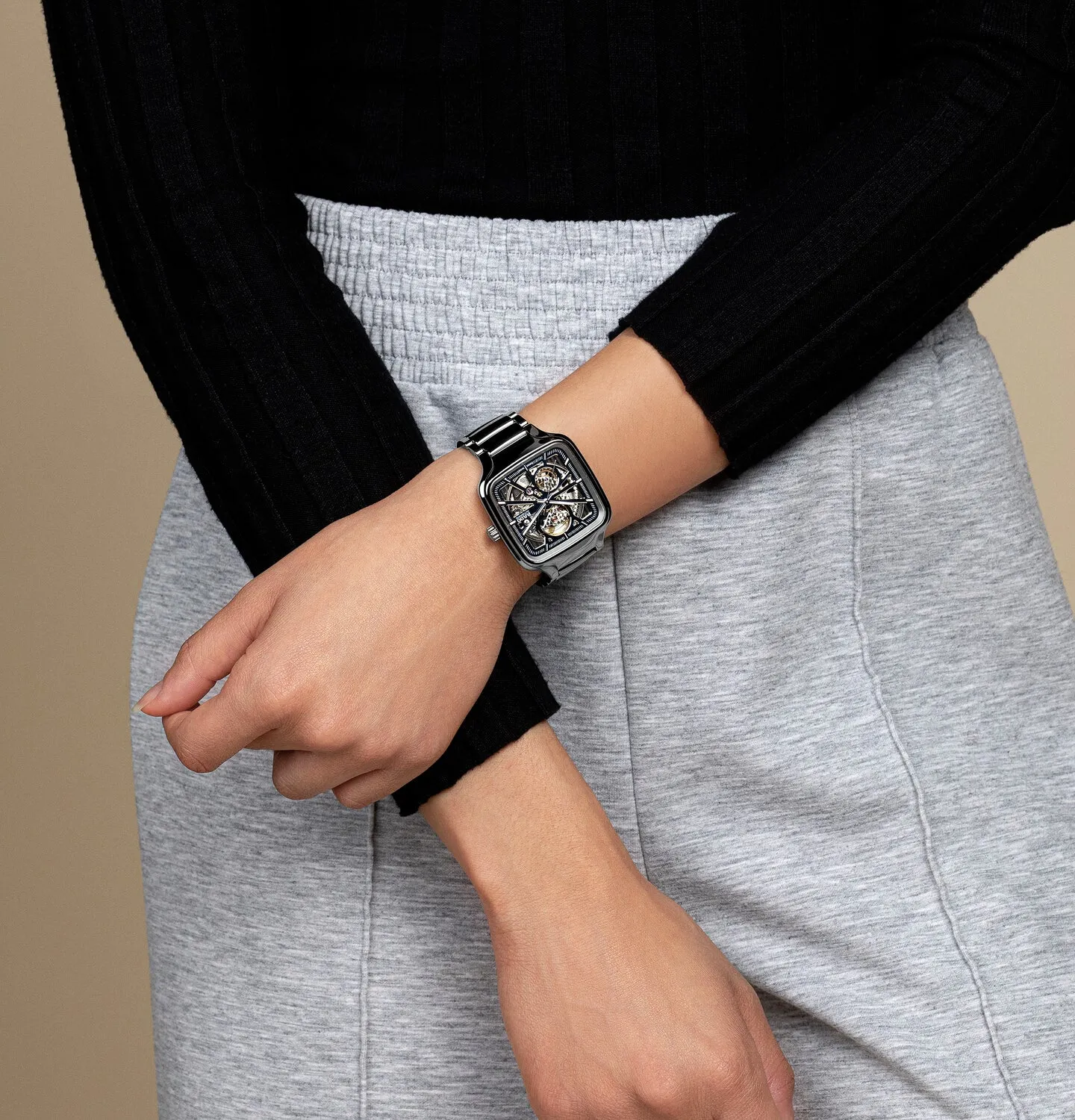 True Square Unisex Analog Ceramic Automatic Watch R27083202