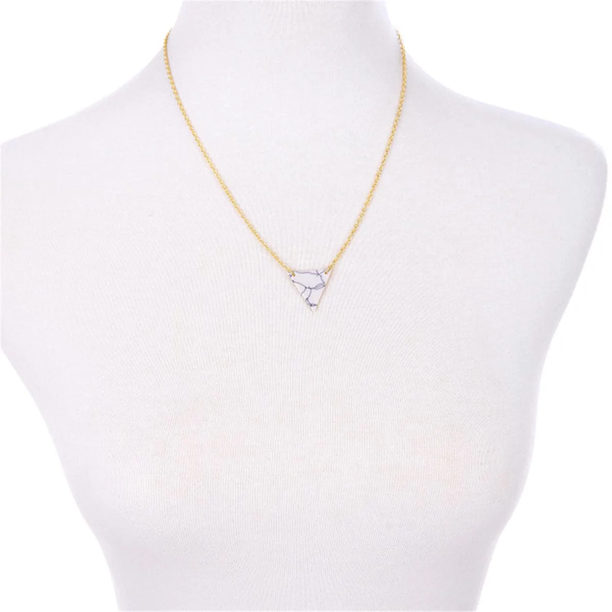 Turquoise & 18K Gold-Plated Triangle Layer Necklace Set