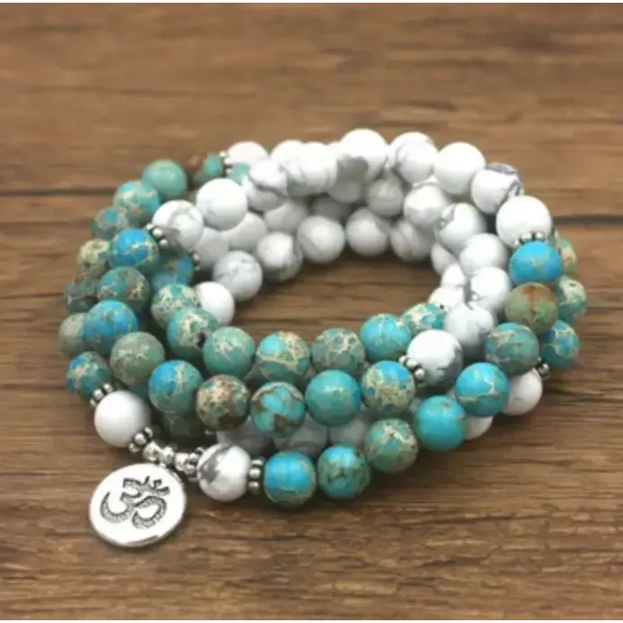 Turquoise Howlite Om Mala Beads Bracelet