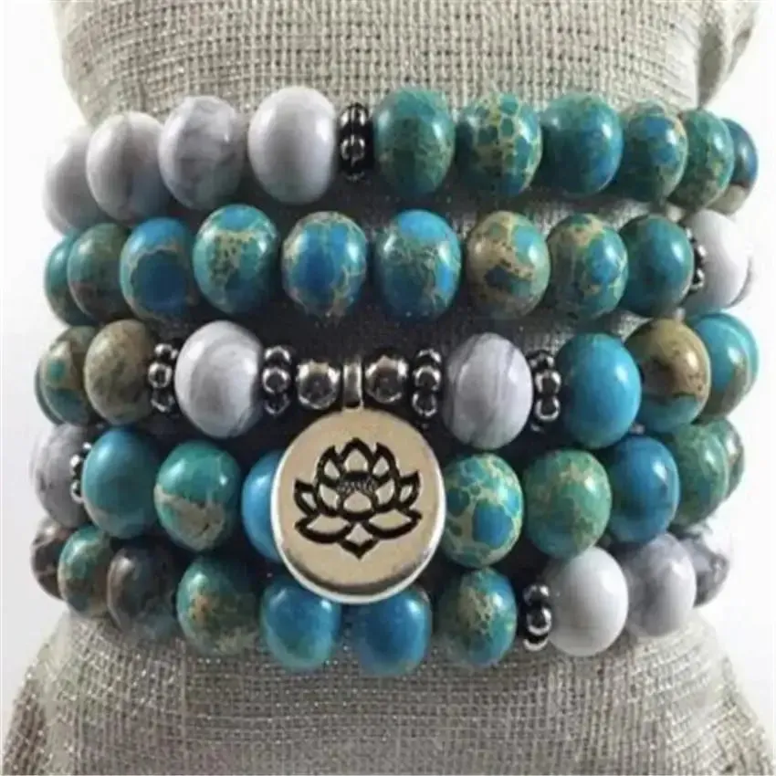 Turquoise Howlite Om Mala Beads Bracelet