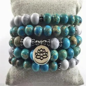 Turquoise Howlite Om Mala Beads Bracelet