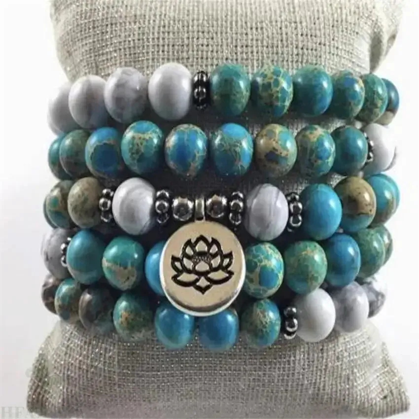 Turquoise Howlite Om Mala Beads Bracelet