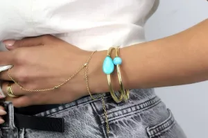 Turquoise Teardrop Gold Bracelet