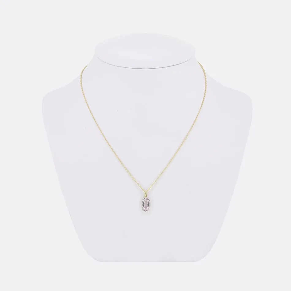 TVJ 1.08 Carat Oval Pink Topaz Pendant