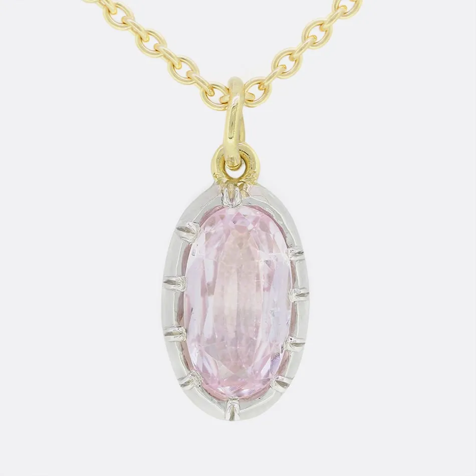 TVJ 1.08 Carat Oval Pink Topaz Pendant