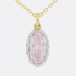 TVJ 1.08 Carat Oval Pink Topaz Pendant