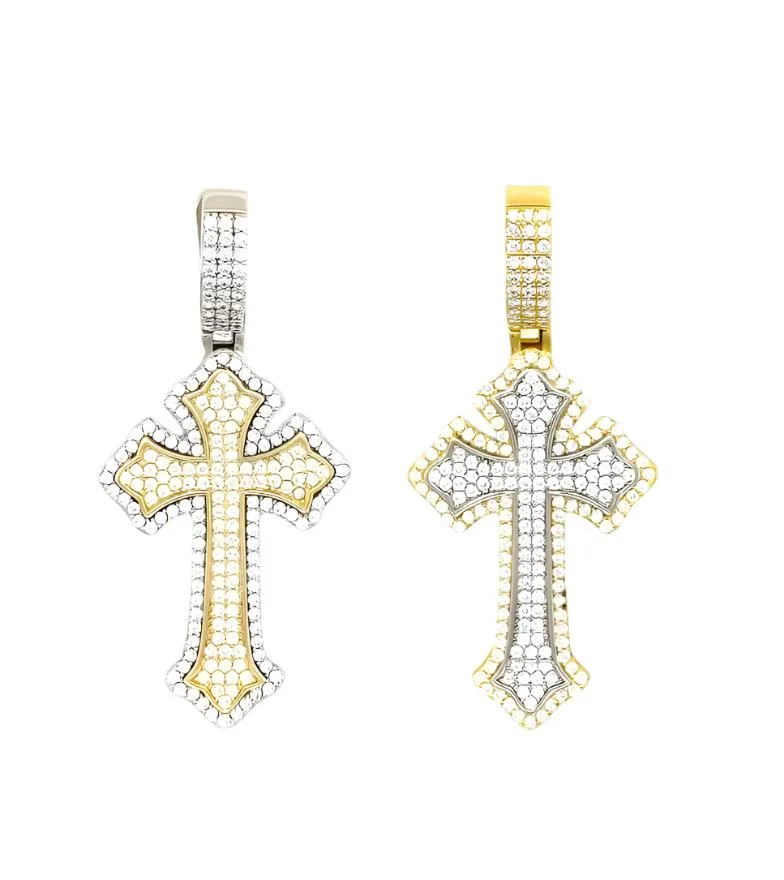 Two Toned Double Cross 1.6" Charm Pendant - C476739
