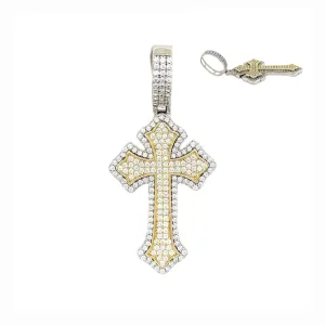 Two Toned Double Cross 1.6" Charm Pendant - C476739