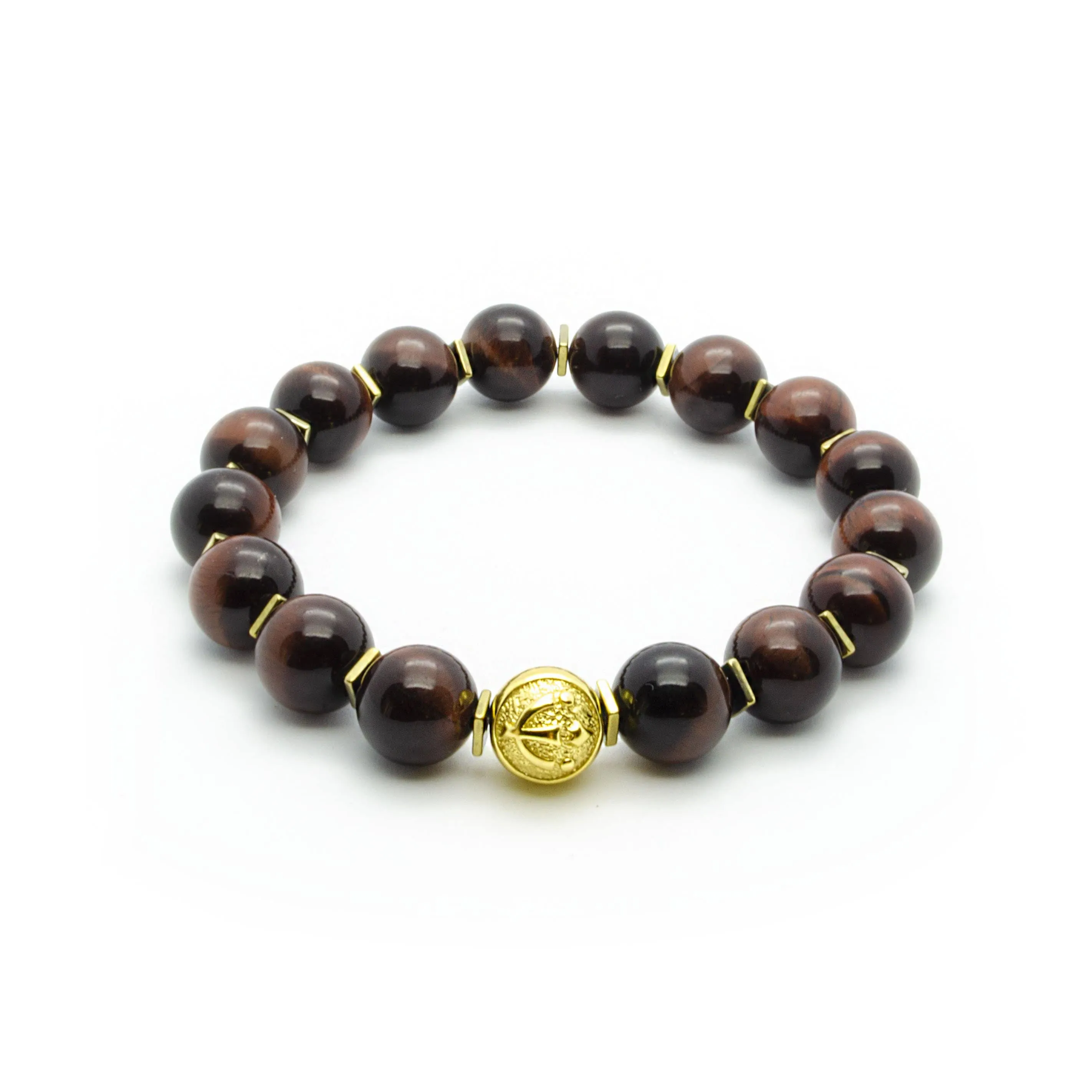 Ultimate Protection - Red Tiger’s Eye Stretch Bracelet in Gold | 10MM