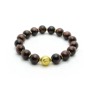 Ultimate Protection - Red Tiger’s Eye Stretch Bracelet in Gold | 10MM