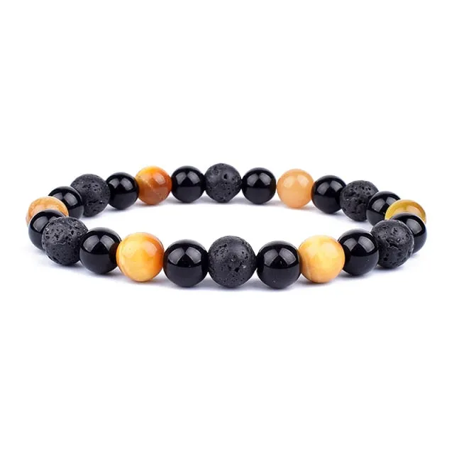 Unisex Natural Obsidian Hematite Bead Tiger Eye Bracelets