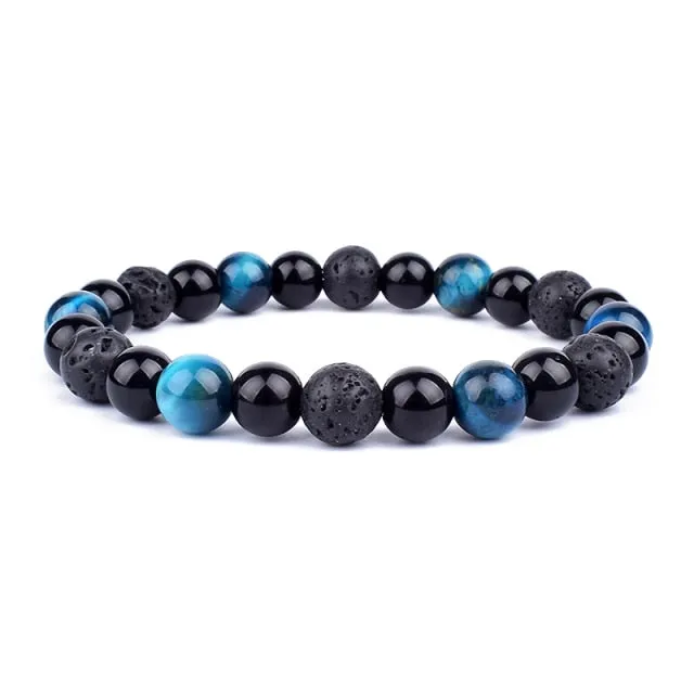 Unisex Natural Obsidian Hematite Bead Tiger Eye Bracelets