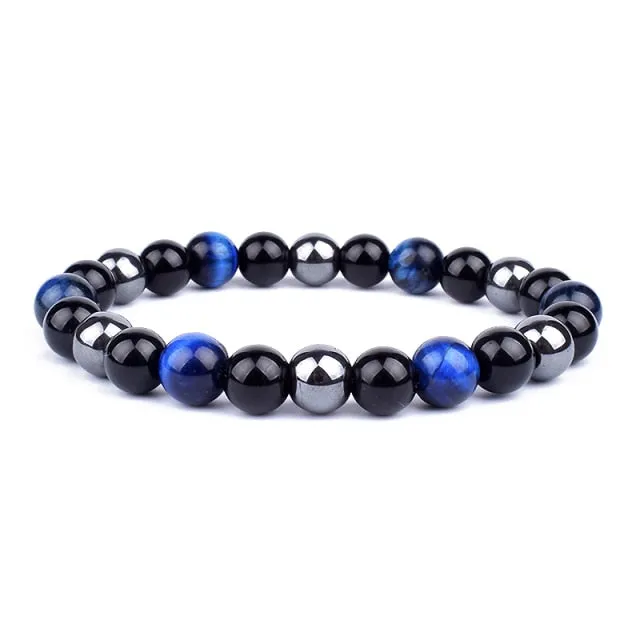 Unisex Natural Obsidian Hematite Bead Tiger Eye Bracelets