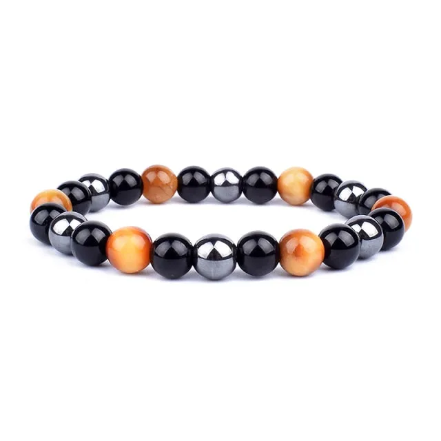 Unisex Natural Obsidian Hematite Bead Tiger Eye Bracelets