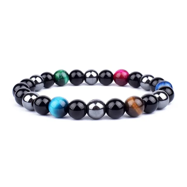 Unisex Natural Obsidian Hematite Bead Tiger Eye Bracelets