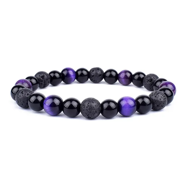 Unisex Natural Obsidian Hematite Bead Tiger Eye Bracelets