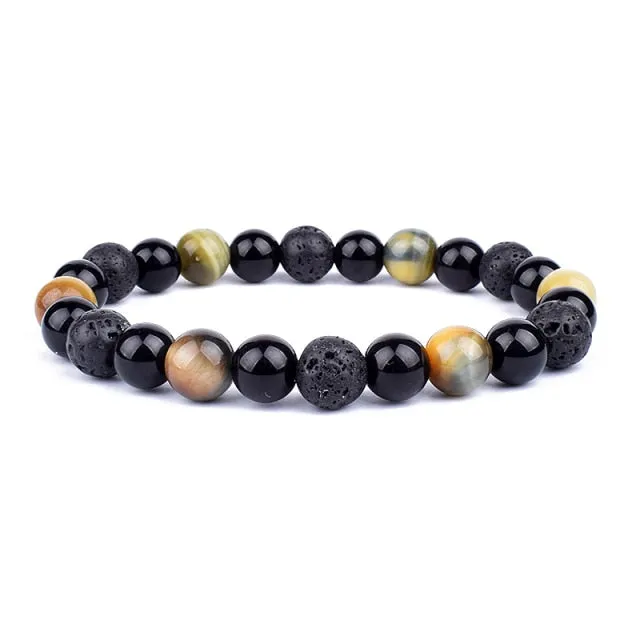Unisex Natural Obsidian Hematite Bead Tiger Eye Bracelets