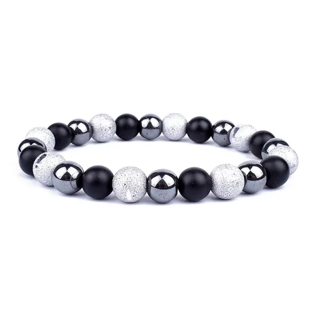 Unisex Natural Obsidian Hematite Bead Tiger Eye Bracelets