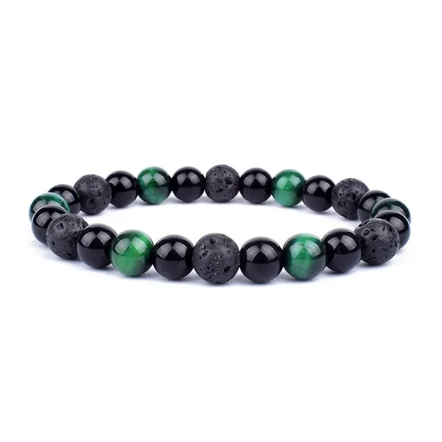 Unisex Natural Obsidian Hematite Bead Tiger Eye Bracelets