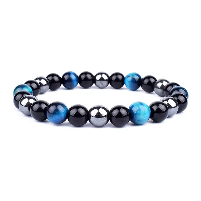 Unisex Natural Obsidian Hematite Bead Tiger Eye Bracelets