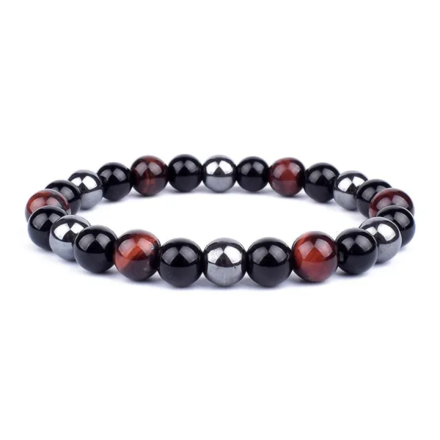 Unisex Natural Obsidian Hematite Bead Tiger Eye Bracelets