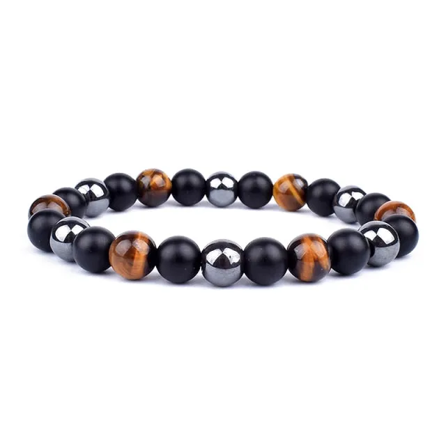 Unisex Natural Obsidian Hematite Bead Tiger Eye Bracelets