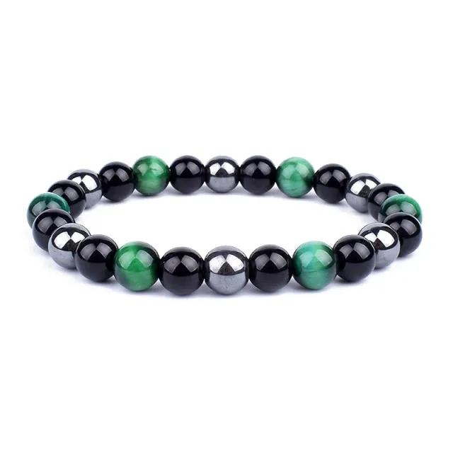 Unisex Natural Obsidian Hematite Bead Tiger Eye Bracelets