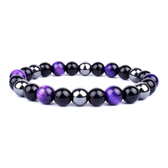 Unisex Natural Obsidian Hematite Bead Tiger Eye Bracelets