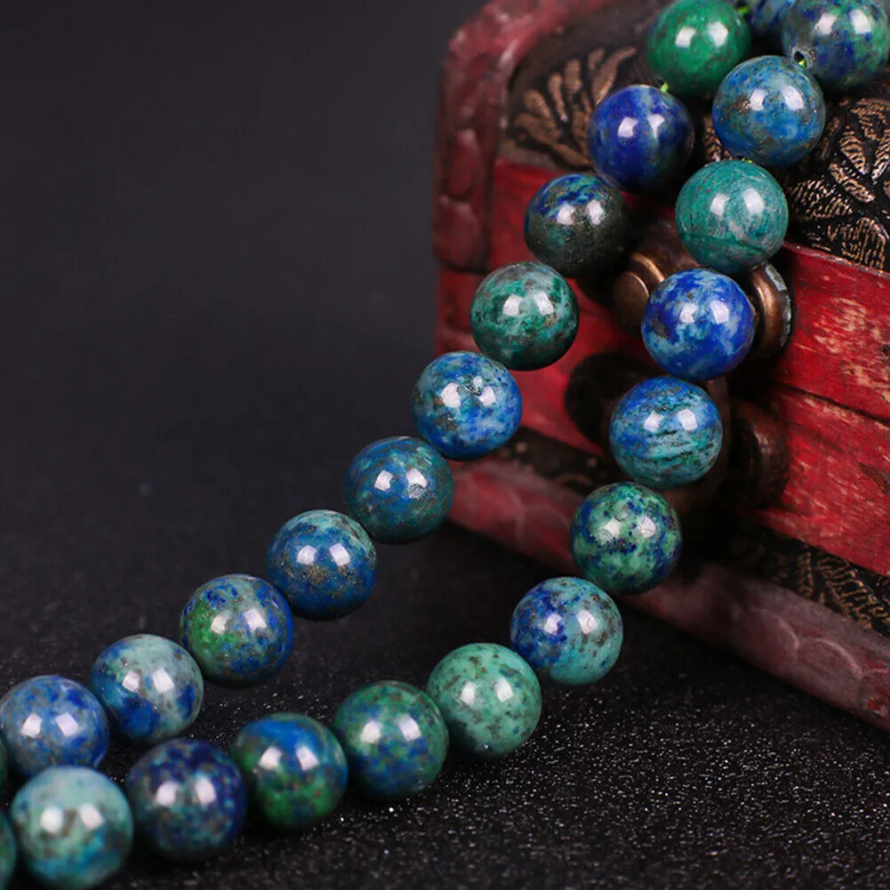 US Chrysocolla Azurite Lapis Lazuli Beads Round Loose Natural Stone Jewelry DIY