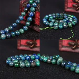 US Chrysocolla Azurite Lapis Lazuli Beads Round Loose Natural Stone Jewelry DIY