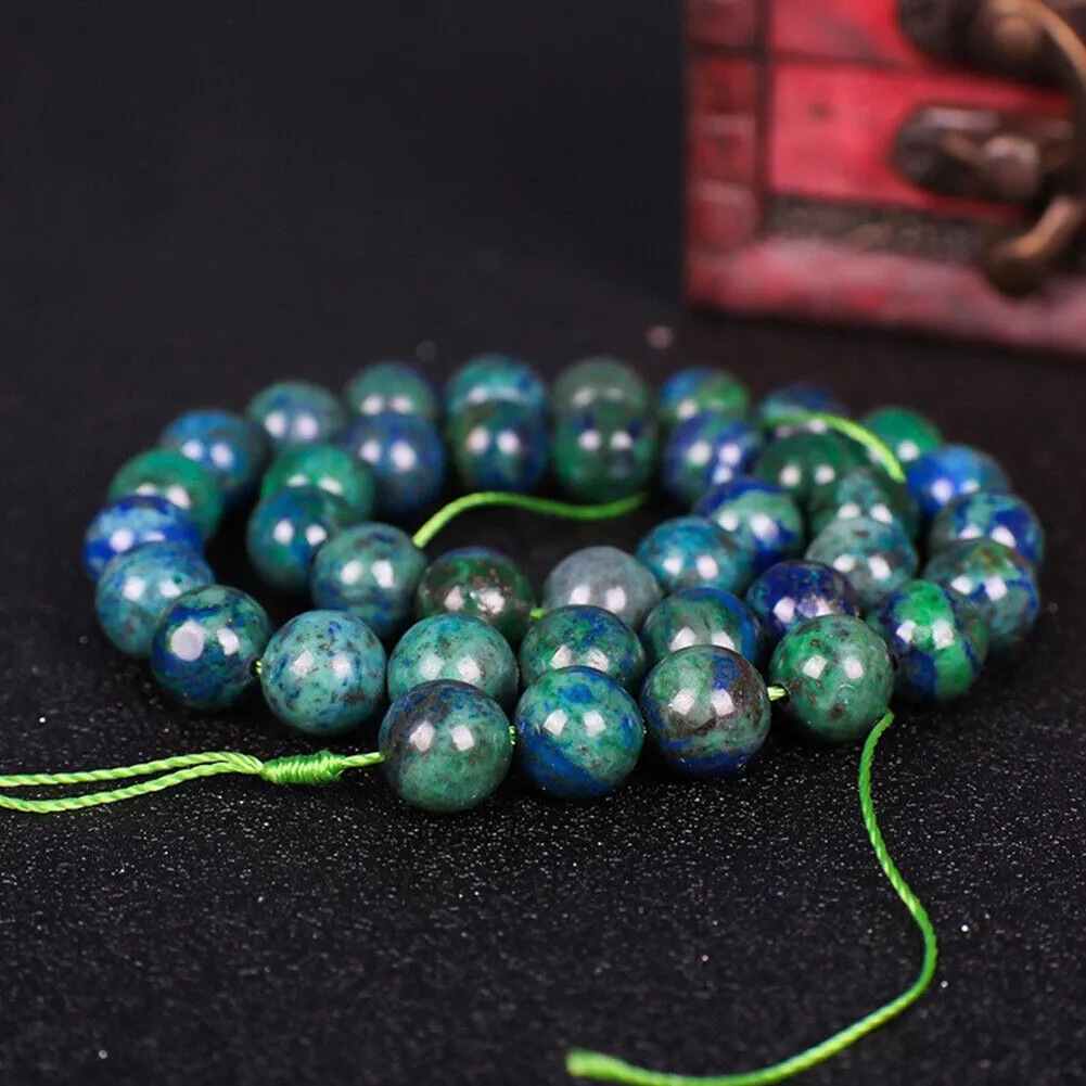 US Chrysocolla Azurite Lapis Lazuli Beads Round Loose Natural Stone Jewelry DIY