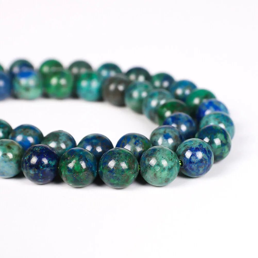 US Chrysocolla Azurite Lapis Lazuli Beads Round Loose Natural Stone Jewelry DIY