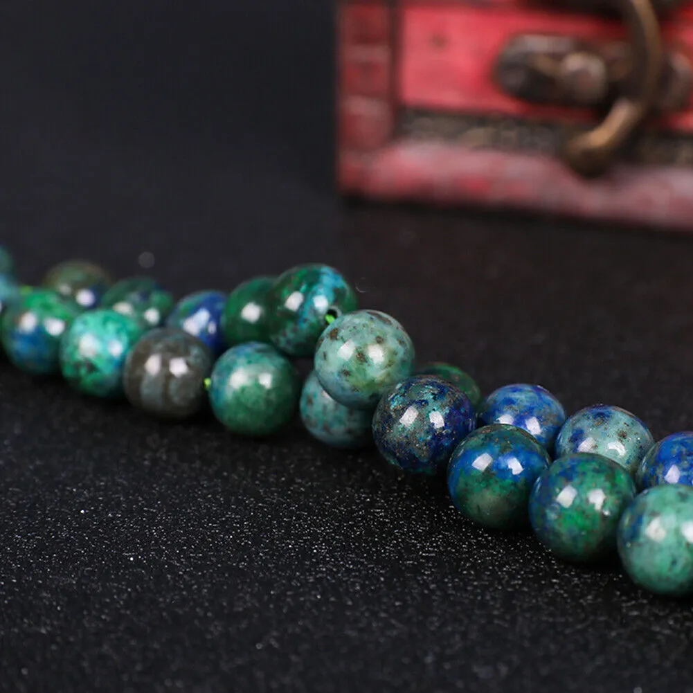 US Chrysocolla Azurite Lapis Lazuli Beads Round Loose Natural Stone Jewelry DIY