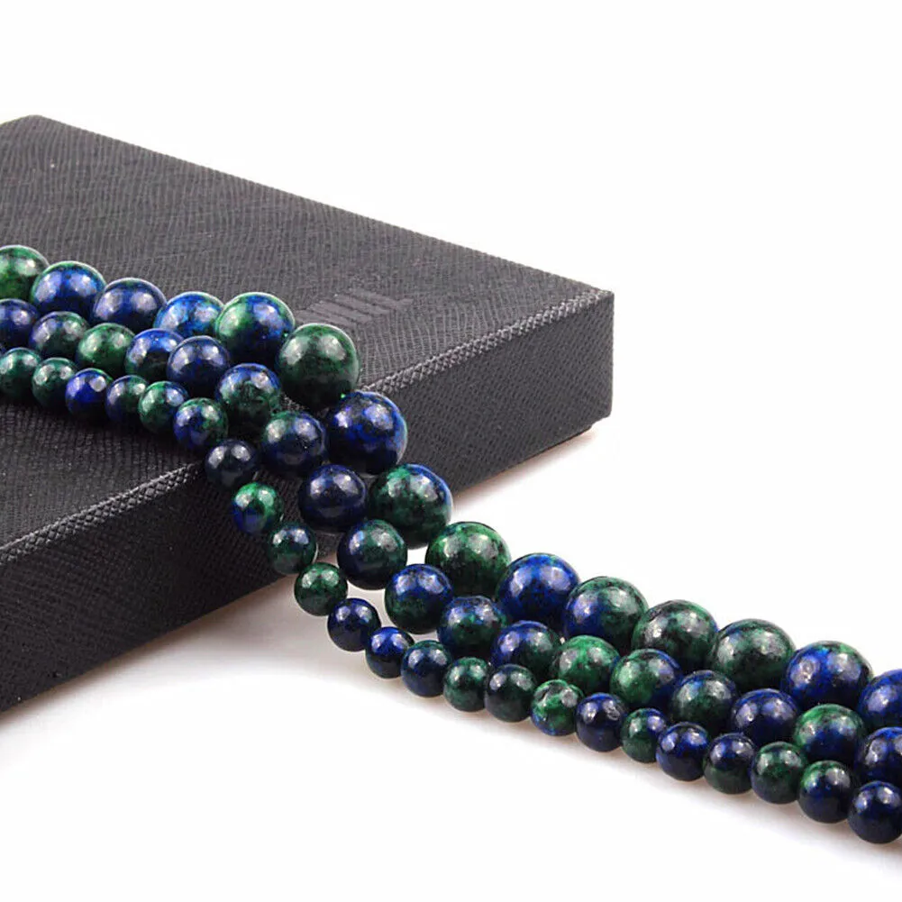 US Chrysocolla Azurite Lapis Lazuli Beads Round Loose Natural Stone Jewelry DIY