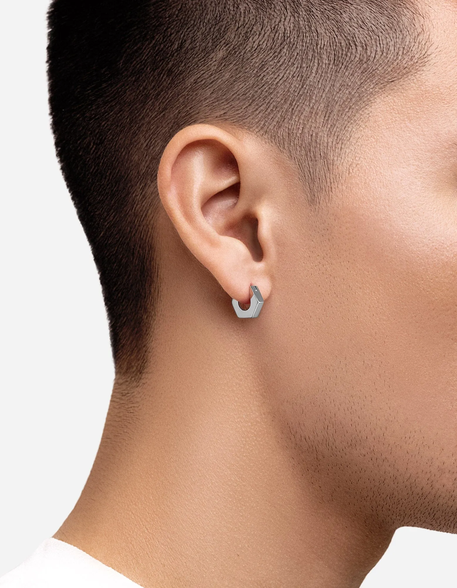 Utility Huggie Earring, Sterling Silver