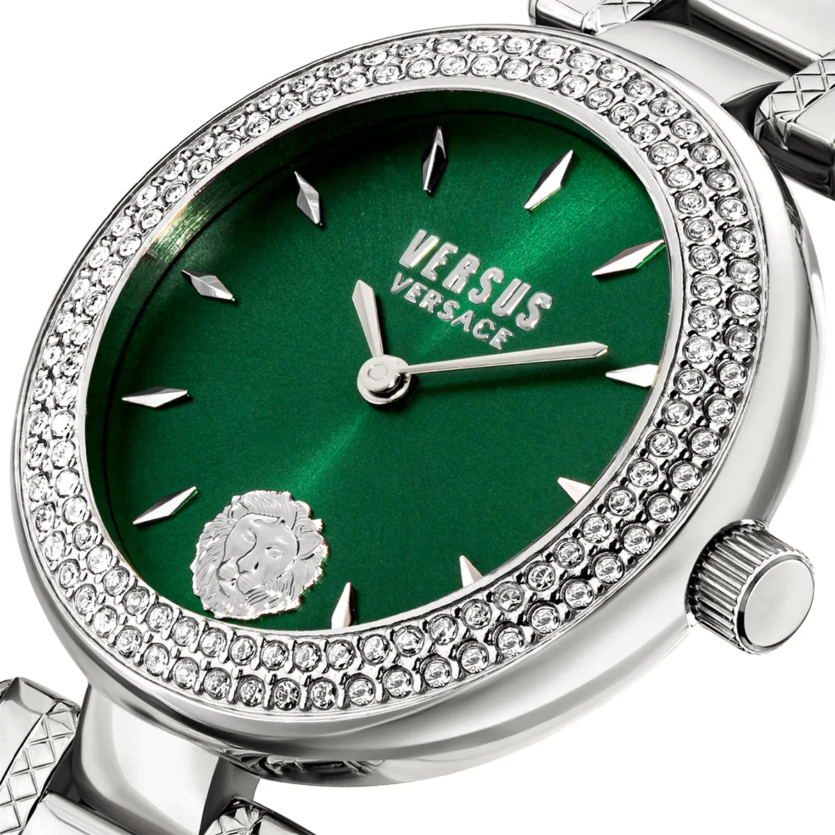 Versus Versace Brick Lane Ladies Green Dial Watch   Stainless Steel Bracelet Box Set