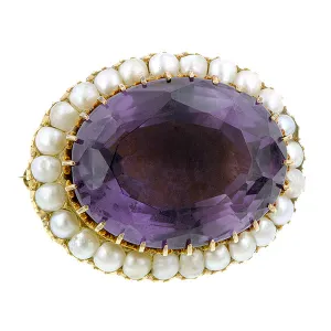 Victorian Amethyst & Pearl Pin