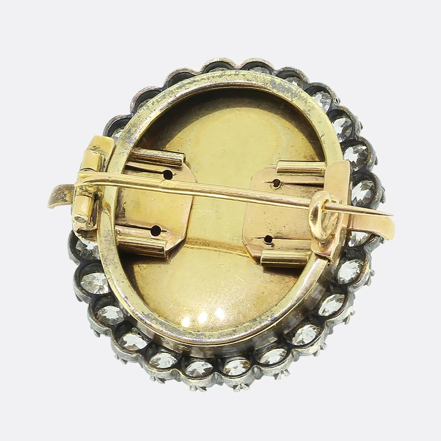 Victorian Cabochon Garnet and Diamond Bangle Brooch