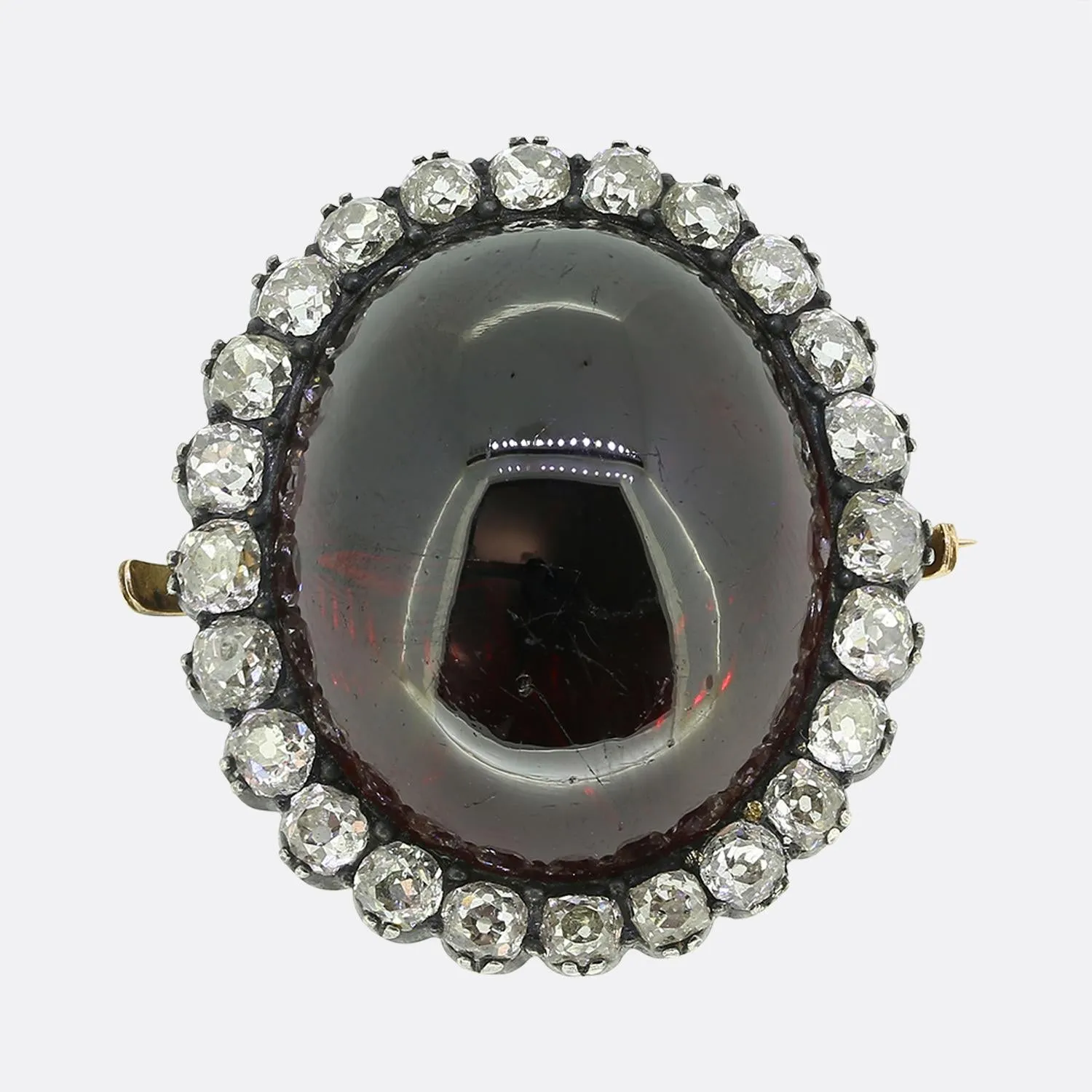Victorian Cabochon Garnet and Diamond Bangle Brooch