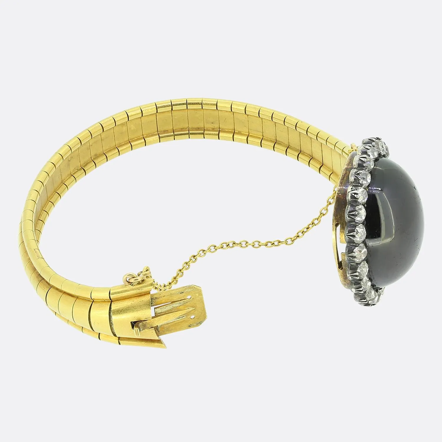 Victorian Cabochon Garnet and Diamond Bangle Brooch