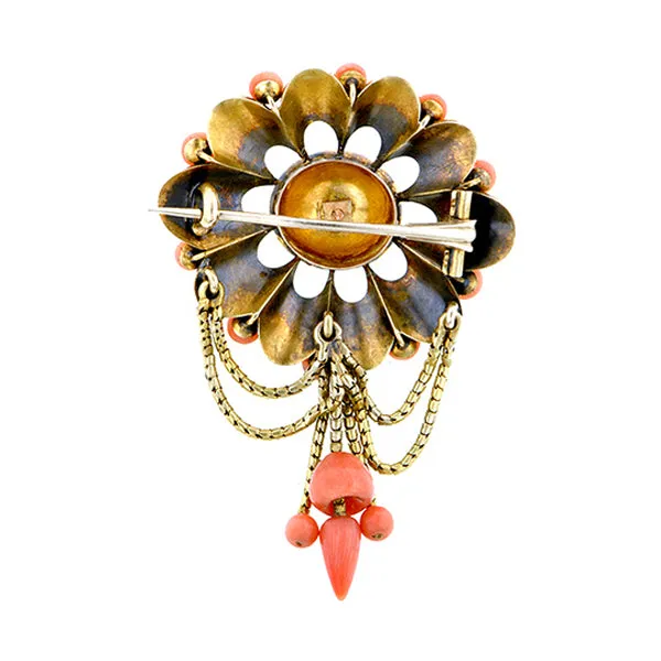 Victorian Coral Earring & Pin Set