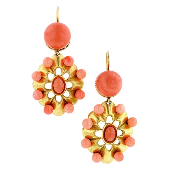 Victorian Coral Earring & Pin Set