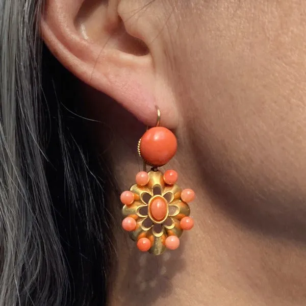 Victorian Coral Earring & Pin Set