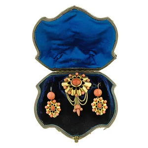 Victorian Coral Earring & Pin Set