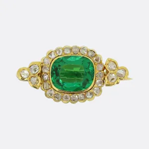 Victorian Green Paste and Diamond Brooch