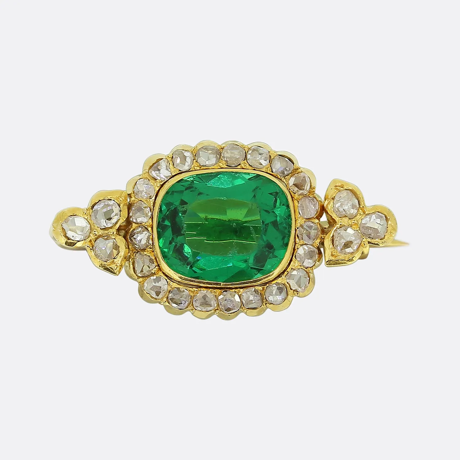 Victorian Green Paste and Diamond Brooch